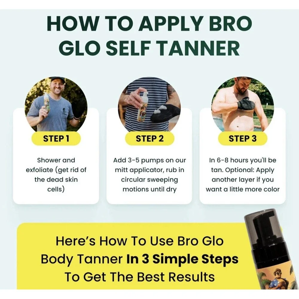 Bro Glo Self Tanner for The Boys - Quick 6.76 Fl Oz (Pack of 1), Bronze